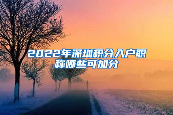 2022年深圳积分入户职称哪些可加分