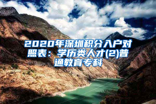 2020年深圳积分入户对照表：学历类人才(2)普通教育专科