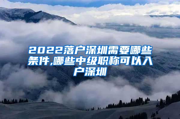 2022落户深圳需要哪些条件,哪些中级职称可以入户深圳