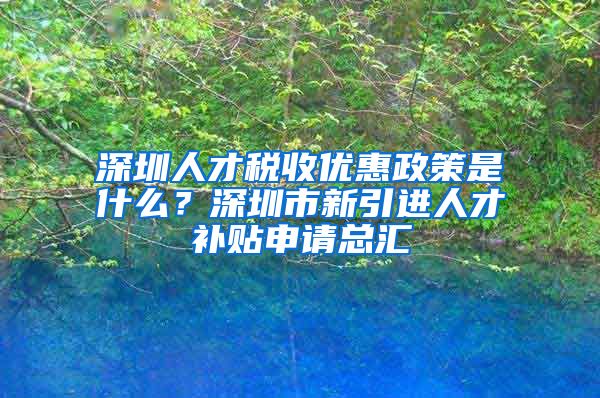 深圳人才税收优惠政策是什么？深圳市新引进人才补贴申请总汇