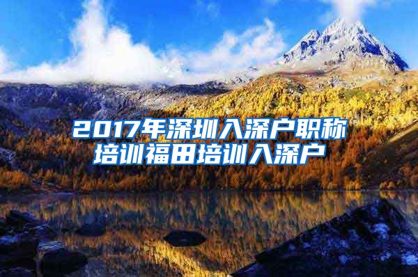 2017年深圳入深户职称培训福田培训入深户