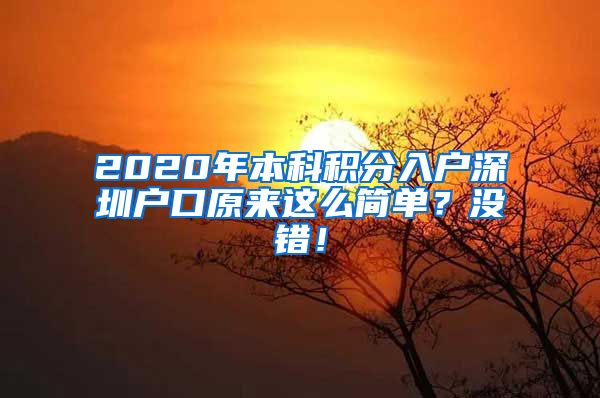 2020年本科积分入户深圳户口原来这么简单？没错！