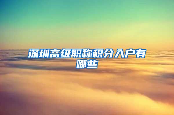 深圳高级职称积分入户有哪些