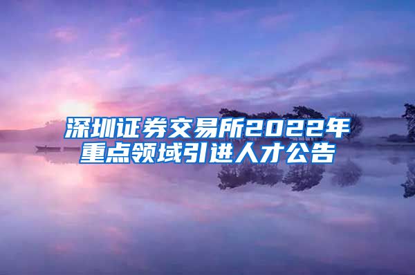 深圳证券交易所2022年重点领域引进人才公告