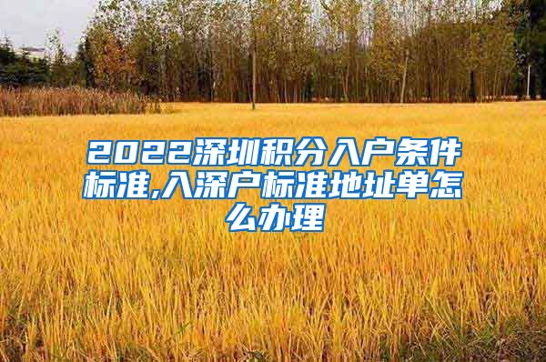 2022深圳积分入户条件标准,入深户标准地址单怎么办理