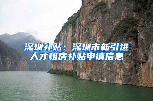 深圳补贴：深圳市新引进人才租房补贴申请信息