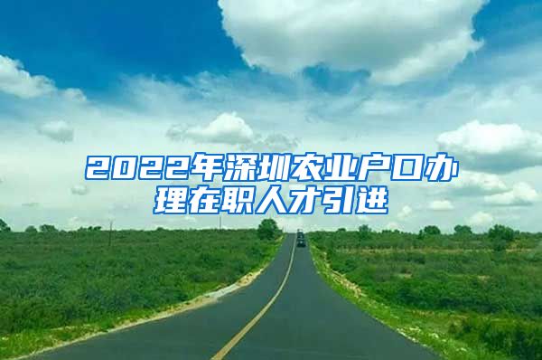 2022年深圳农业户口办理在职人才引进
