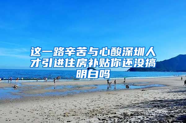 这一路辛苦与心酸深圳人才引进住房补贴你还没搞明白吗