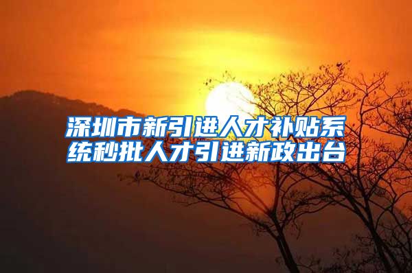 深圳市新引进人才补贴系统秒批人才引进新政出台