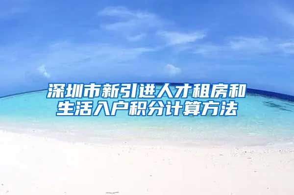深圳市新引进人才租房和生活入户积分计算方法