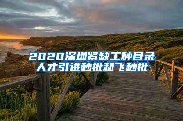 2020深圳紧缺工种目录人才引进秒批和飞秒批