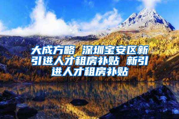 大成方略 深圳宝安区新引进人才租房补贴 新引进人才租房补贴