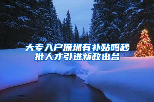 大专入户深圳有补贴吗秒批人才引进新政出台