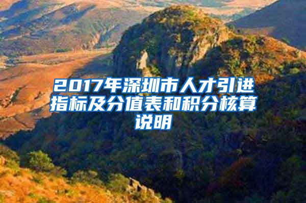 2017年深圳市人才引进指标及分值表和积分核算说明
