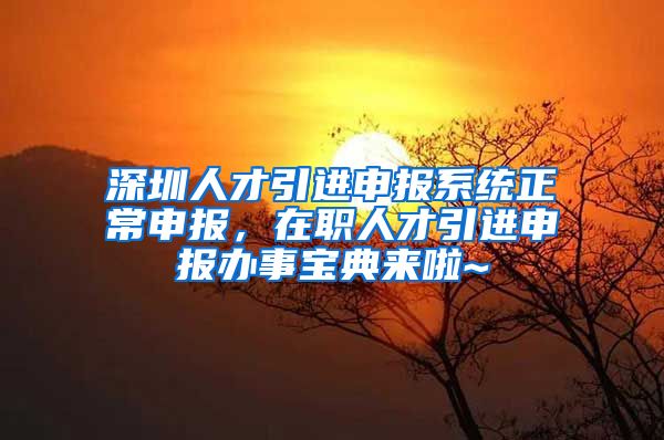 深圳人才引进申报系统正常申报，在职人才引进申报办事宝典来啦~