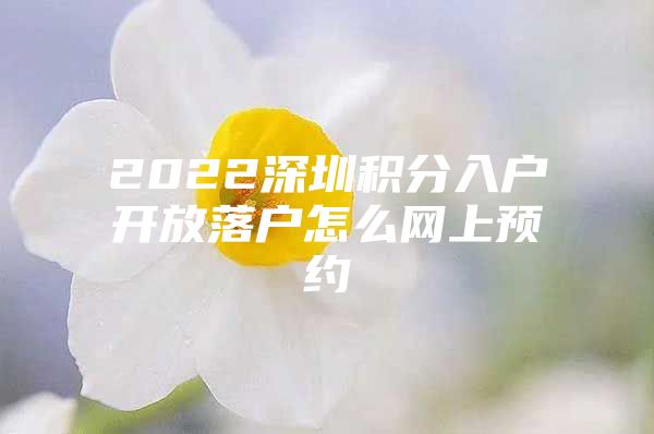 2022深圳积分入户开放落户怎么网上预约
