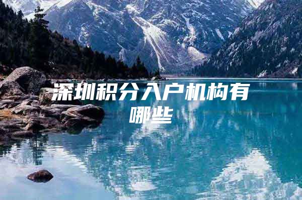 深圳积分入户机构有哪些