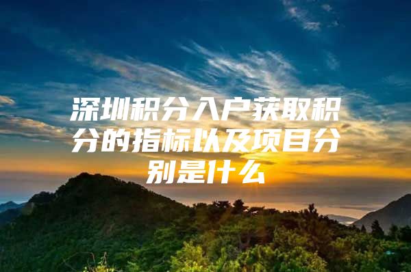 深圳积分入户获取积分的指标以及项目分别是什么
