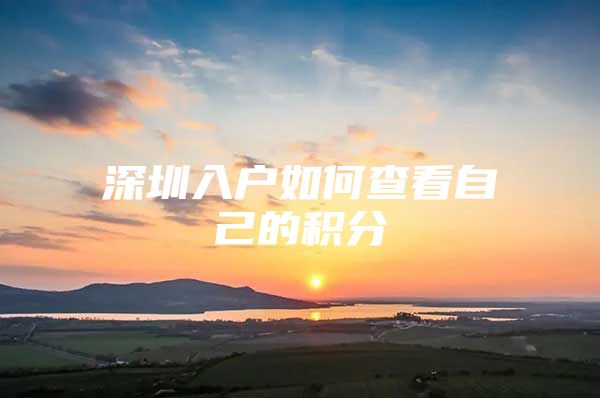 深圳入户如何查看自己的积分