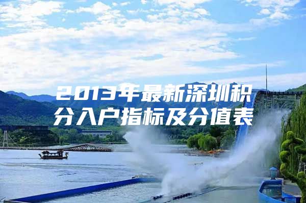 2013年最新深圳积分入户指标及分值表