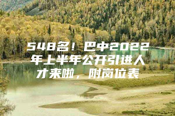 548名！巴中2022年上半年公开引进人才来啦，附岗位表