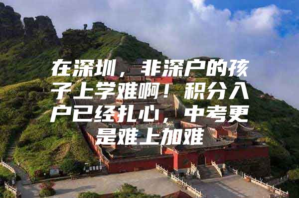 在深圳，非深户的孩子上学难啊！积分入户已经扎心，中考更是难上加难