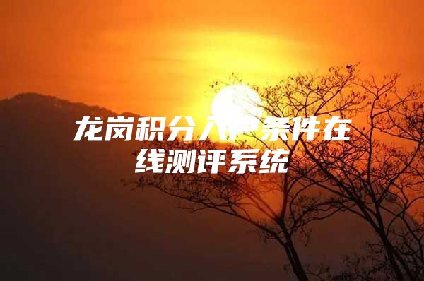 龙岗积分入户条件在线测评系统