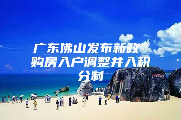 广东佛山发布新政 购房入户调整并入积分制
