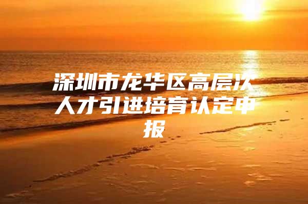 深圳市龙华区高层次人才引进培育认定申报