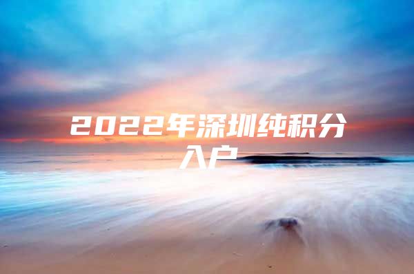2022年深圳纯积分入户