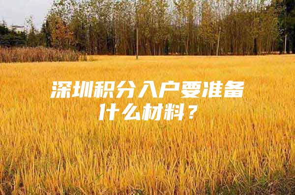 深圳积分入户要准备什么材料？