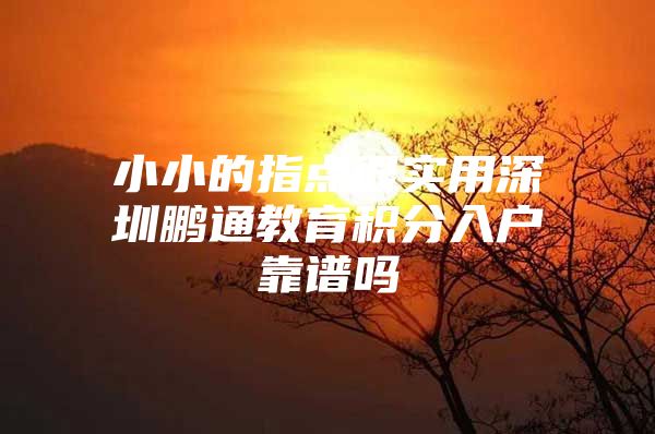 小小的指点很实用深圳鹏通教育积分入户靠谱吗