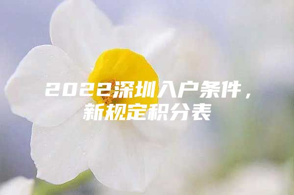2022深圳入户条件，新规定积分表