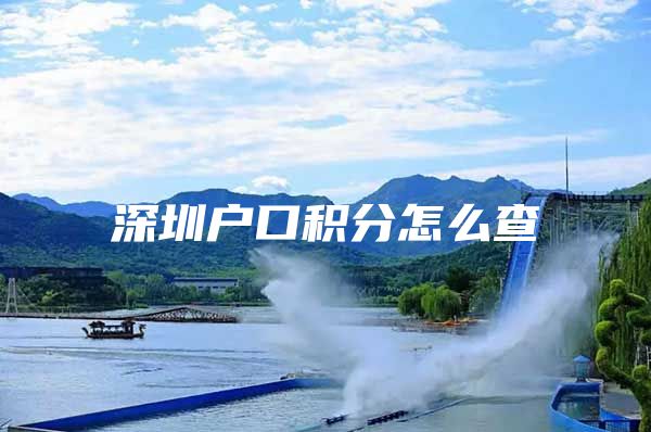深圳户口积分怎么查