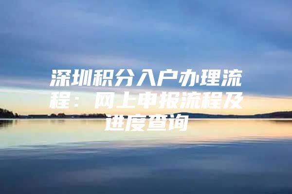 深圳积分入户办理流程：网上申报流程及进度查询