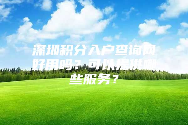 深圳积分入户查询网好用吗？可以提供哪些服务？