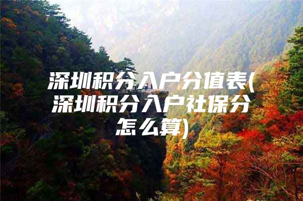 深圳积分入户分值表(深圳积分入户社保分怎么算)