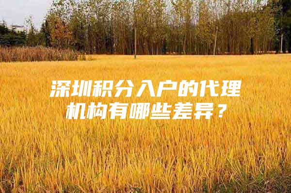 深圳积分入户的代理机构有哪些差异？