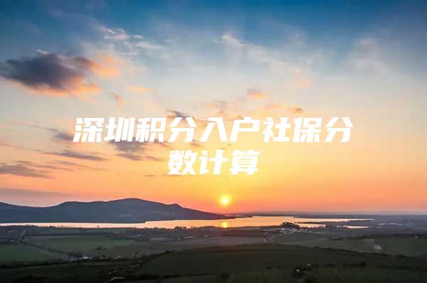 深圳积分入户社保分数计算