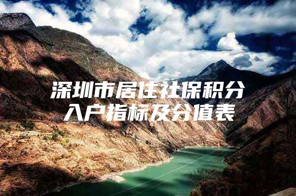深圳市居住社保积分入户指标及分值表