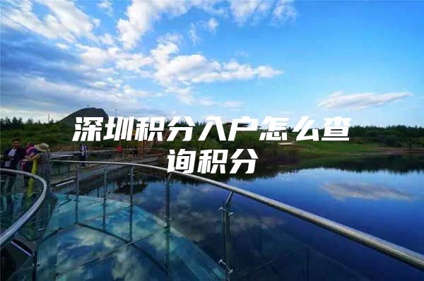 深圳积分入户怎么查询积分