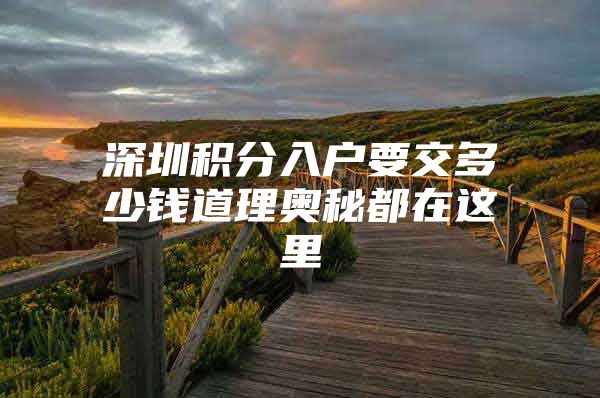 深圳积分入户要交多少钱道理奥秘都在这里