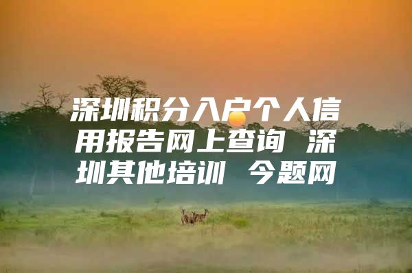 深圳积分入户个人信用报告网上查询 深圳其他培训 今题网