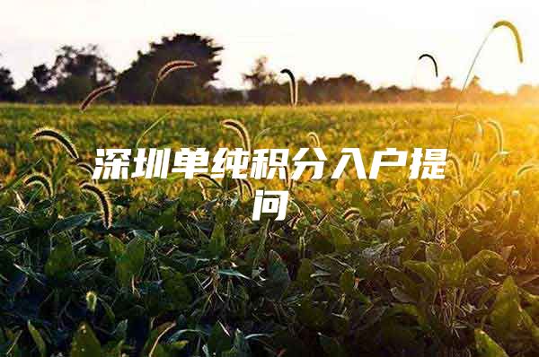 深圳单纯积分入户提问