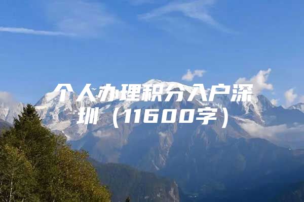 个人办理积分入户深圳（11600字）