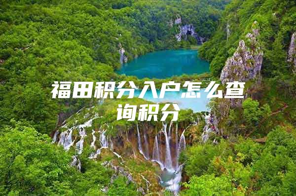 福田积分入户怎么查询积分