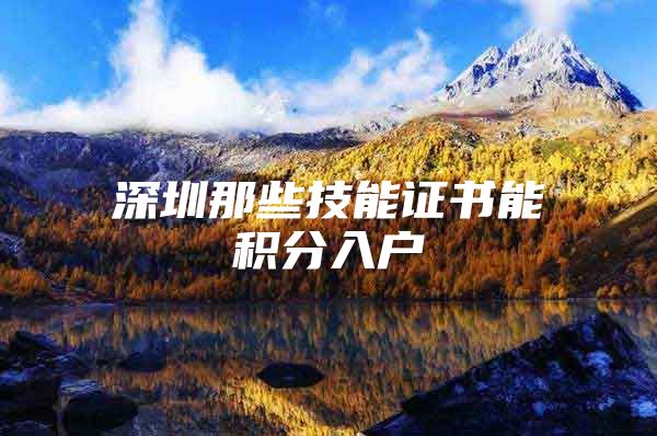 深圳那些技能证书能积分入户