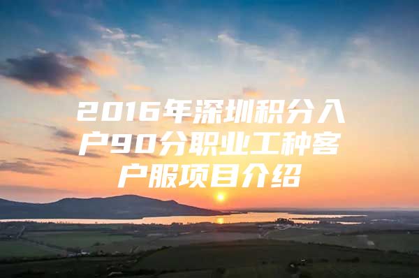 2016年深圳积分入户90分职业工种客户服项目介绍