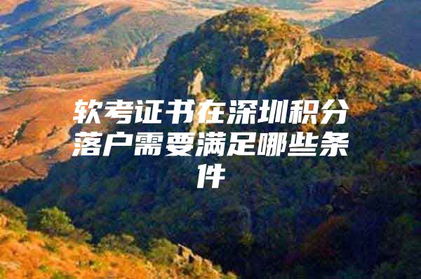 软考证书在深圳积分落户需要满足哪些条件