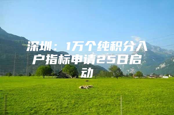 深圳：1万个纯积分入户指标申请25日启动